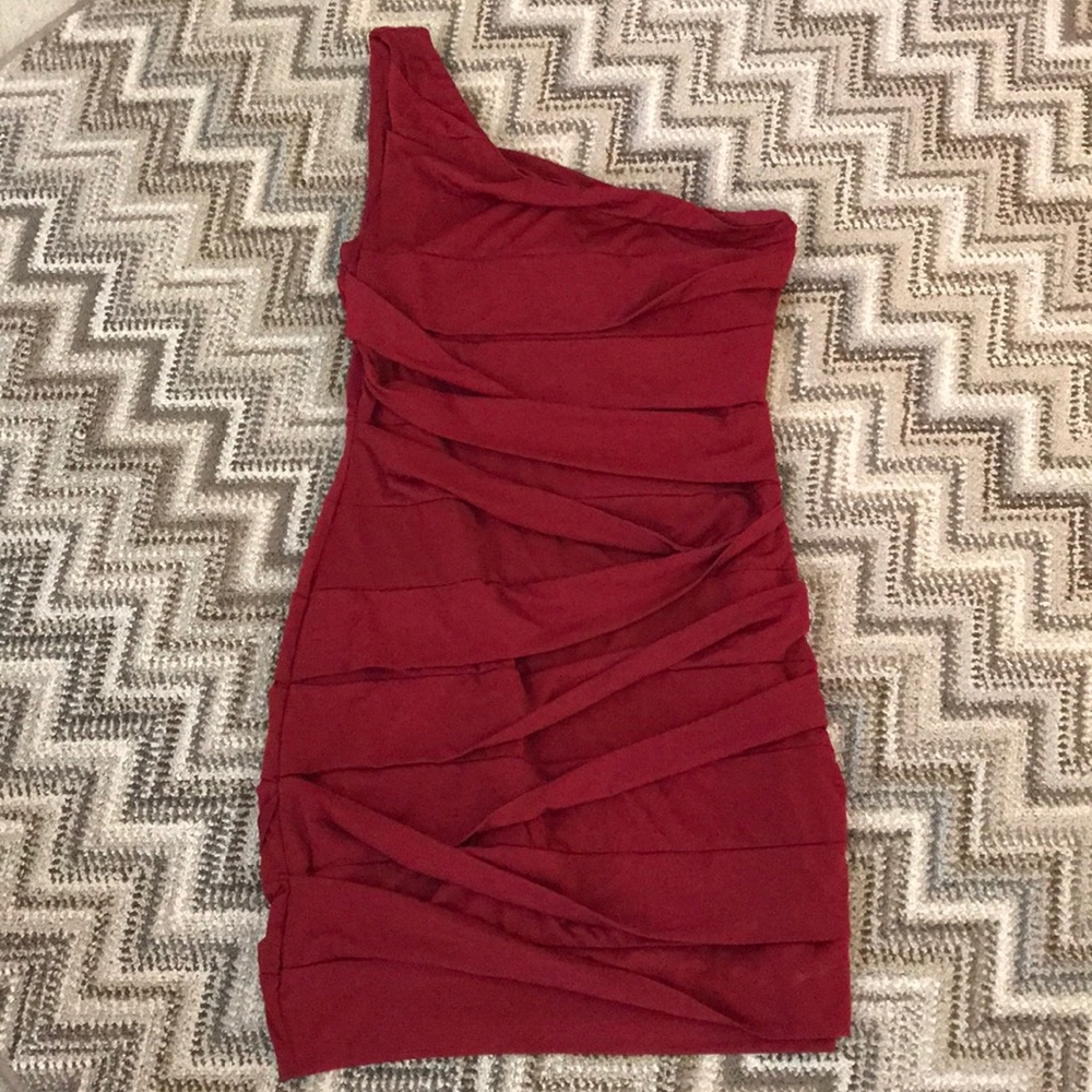 One shoulder Mini Red Dress